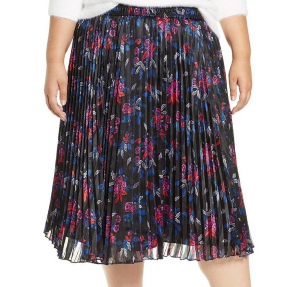 NWT Halogen Floral Pleated Woven Skirt | 1X